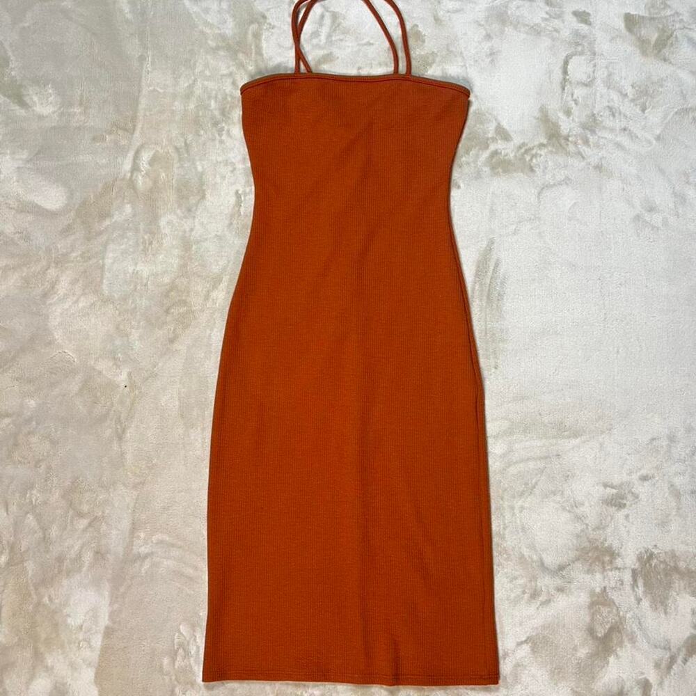 Rolla Coster Los Angeles rust/burnt orange Fitted Midi dress, size S